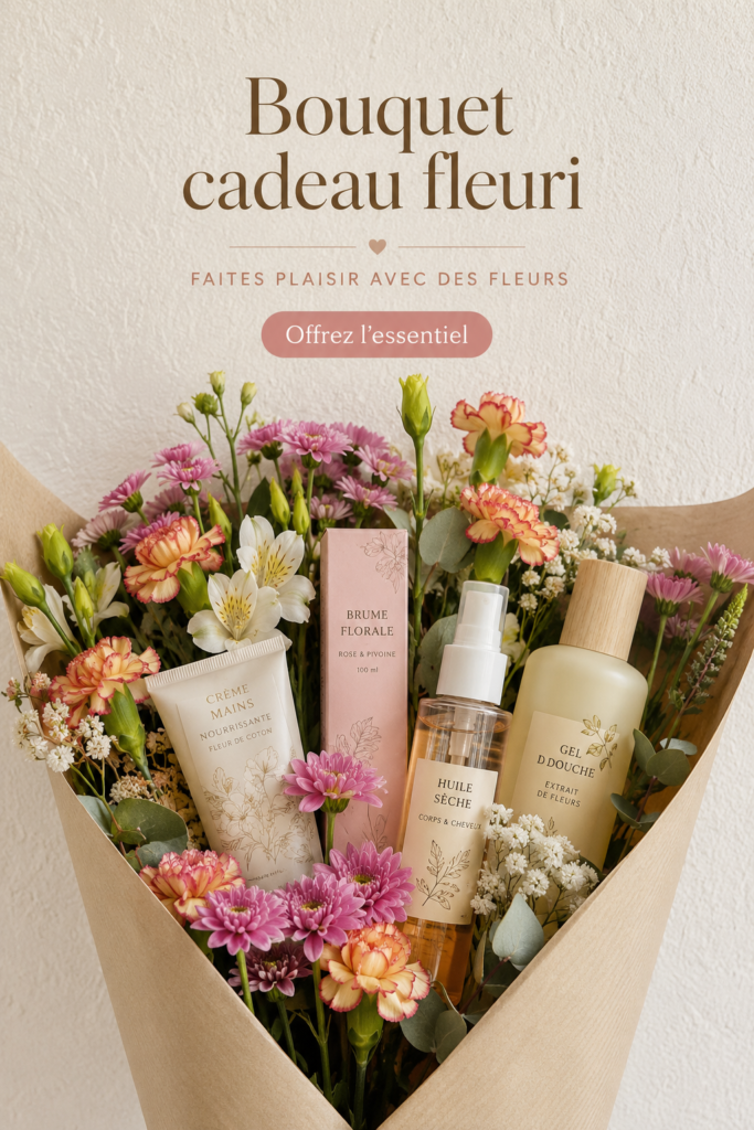 Bouquet coloré de fleurs variées destiné à être offert en cadeau