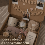 Cadeaux d'anniversaire présentés sur une table pour une amie