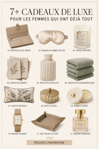 Un assortiment de cadeaux luxueux pour femmes parfaitement arrangés.