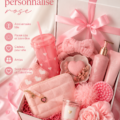 Coffret cadeau assorti avec des produits de bien-être pour femmes, idéal pour un anniversaire.