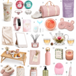 Des idées de cadeaux bien-être sur une table, mettant en avant des produits apaisants et doux.