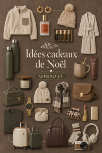 Une table décorée pour Noël avec des idées de cadeaux brillants.