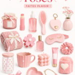 Sélection d'idées cadeaux roses élégantes et variées.