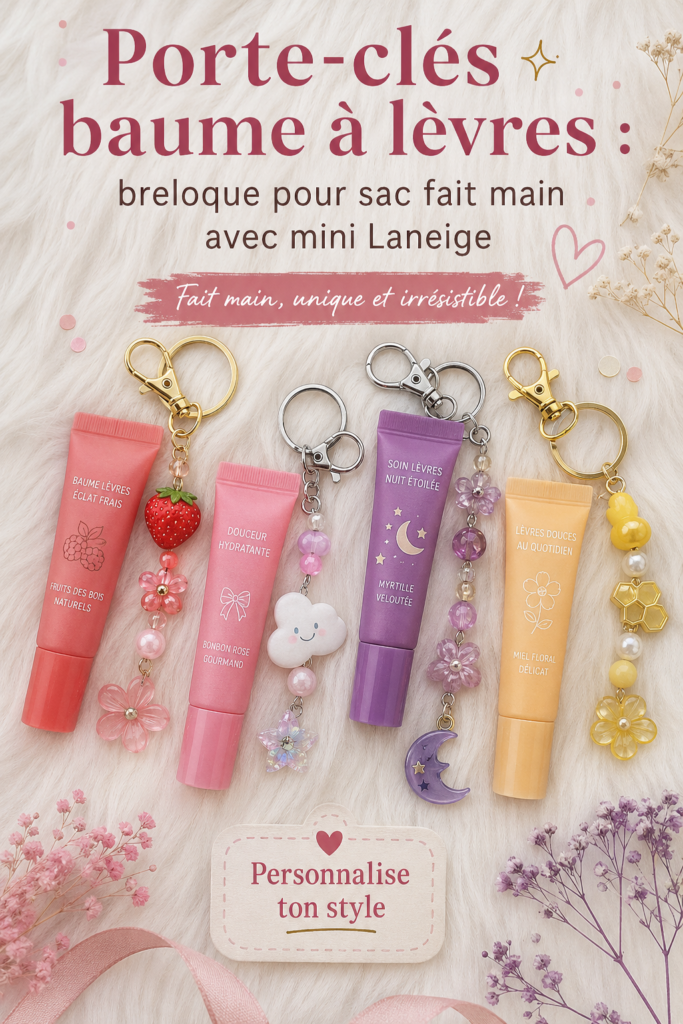 Porte-clés fait main avec baume à lèvres pour un sac féminin
