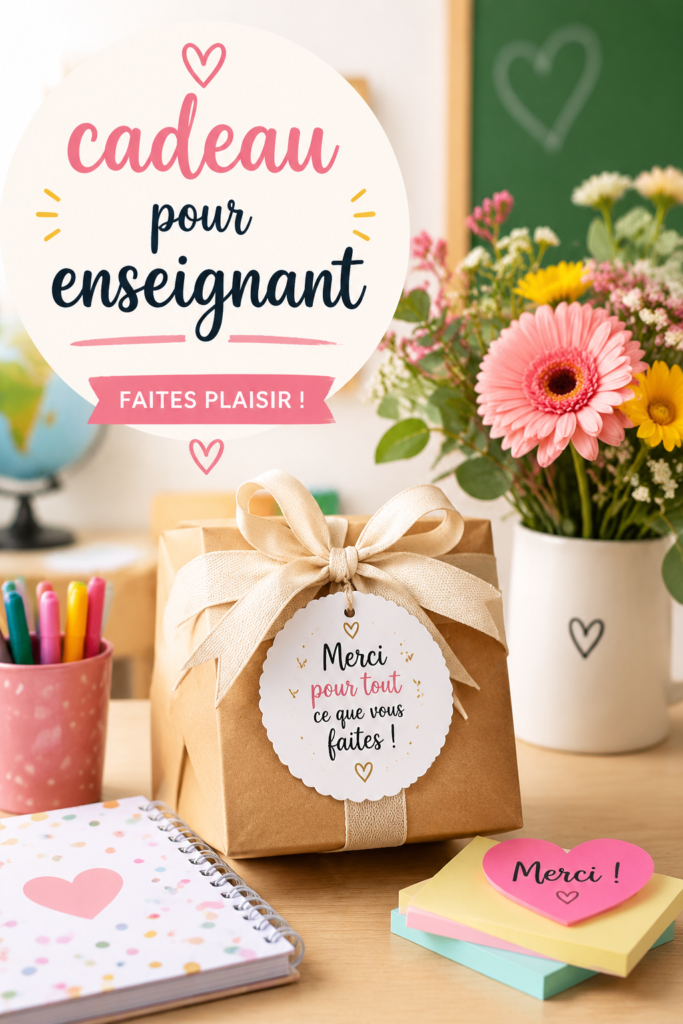 Un assortiment de cadeaux originaux pour enseignants sur une table.