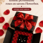 Une flower box personnalisée avec des roses en savons pour la Saint-Valentin.