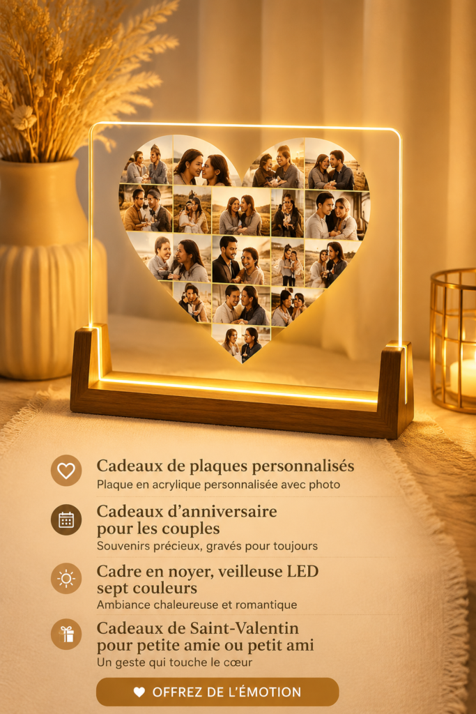 Plaque acrylique personnalisée illuminée pour un cadeau d'anniversaire