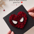 Carte DIY Saint-Valentin pour un homme, décorée avec des cœurs et des couleurs chaleureuses.