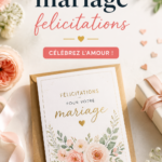 Carte de mariage avec message de félicitations personnalisée et décorative