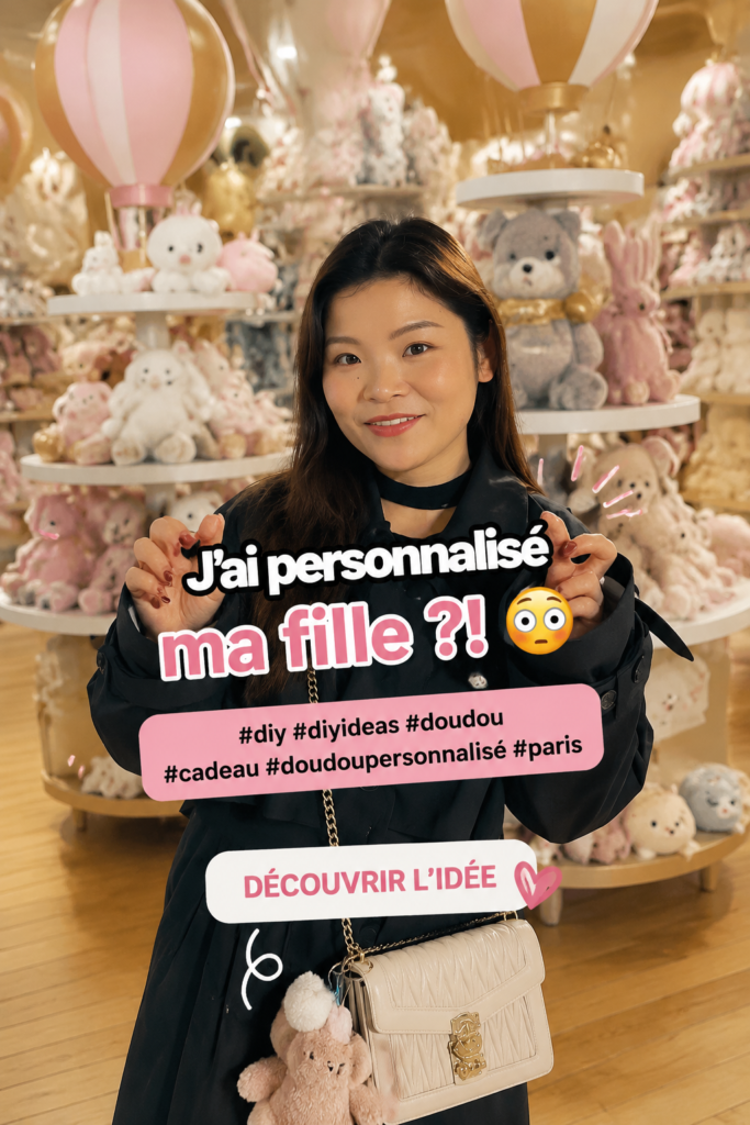 Doudou personnalisé pour enfant sur une belle surface en bois