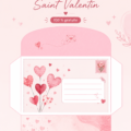 Enveloppes imprimées décorées de coeurs pour la Saint-Valentin