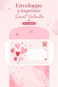 Enveloppes imprimées décorées de coeurs pour la Saint-Valentin