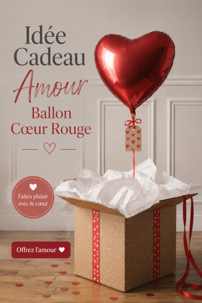 Ballon rouge en forme de cœur flottant avec un fond romantique