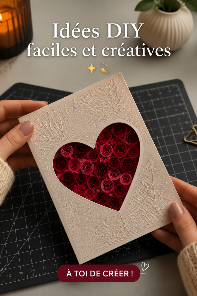 Une femme créant un objet de décor avec des matériaux DIY sur une table.