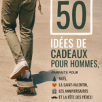 Sélection de cadeaux écologiques pour hommes, sur un fond nature.