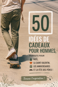Sélection de cadeaux écologiques pour hommes, sur un fond nature.