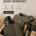 Une sélection de cadeaux pour hommes, présentée sur une table.