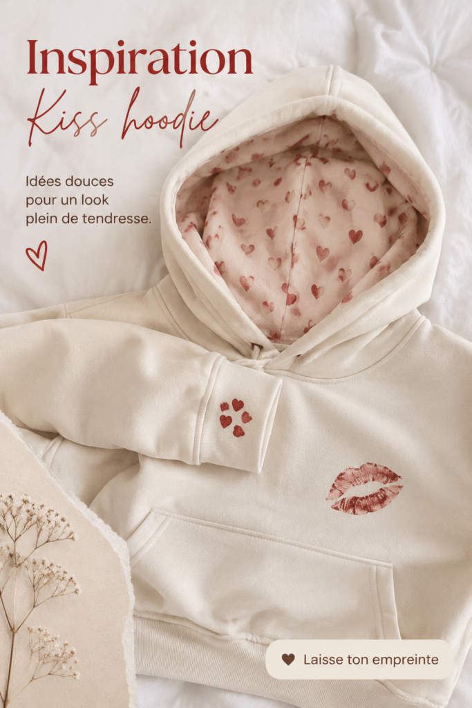 Hoodie Kiss stylé porté par une femme, représentant la culture rock