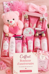 Une boîte cadeau spa personnalisée remplie de produits de bien-être.