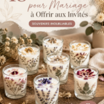 Bougies parfumées en souvenirs de mariage dans un décor élégant.
