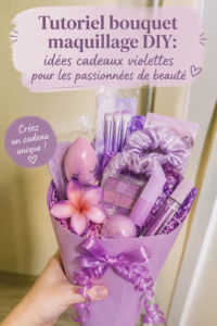 Un bouquet de maquillage coloré présenté sur une table lumineuse.