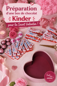 Box chocolat Kinder pour la Saint-Valentin décorée avec soin