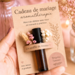 Cadeaux d'invités à base d'aromathérapie sur une table de mariage