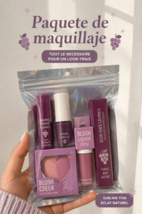 Coffret de maquillage élégant et coloré avec divers produits de beauté
