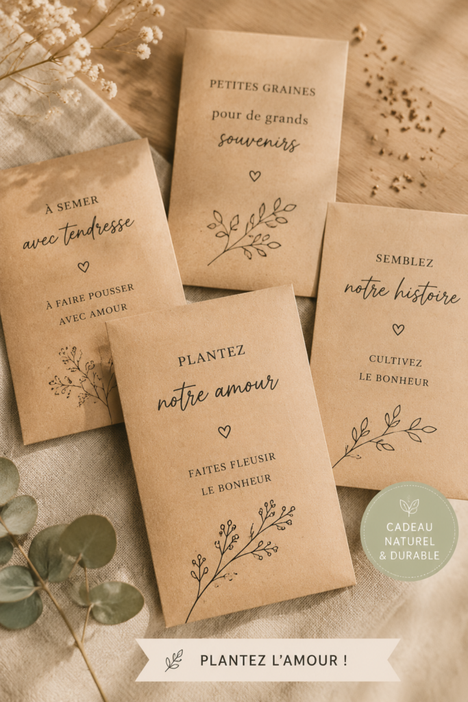 Pochettes de graines personnalisées pour un mariage