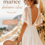 Robe de mariée bohème chic sur un fond naturel
