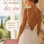 Robe de mariée dos nu élégante portée par une mariée rayonnante.