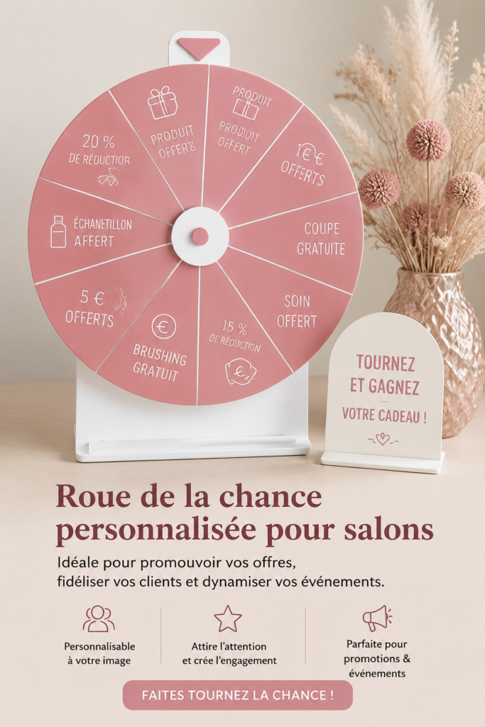 Roulette personnalisée au design coloré pour des promotions en salon