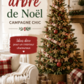 Sapin de Noël décoré dans un style farmhouse avec des éléments naturels et vintage.