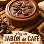 Savon au café fait maison, présenté dans un joli écrin fait main.