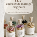 Exposition de souvenirs de mariage originaux sur une table décorée