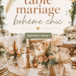 Table de mariage bohème chic avec décoration florale et élégante.