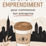 Illustration d'une femme planifiant son projet d'entreprise avec des idées diverses autour d'elle.