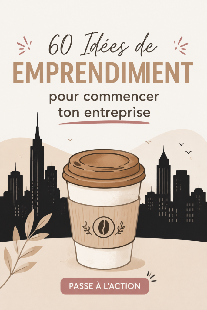 Illustration d'une femme planifiant son projet d'entreprise avec des idées diverses autour d'elle.