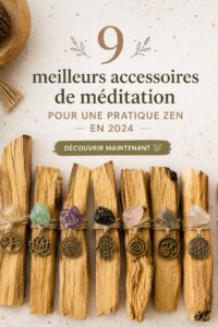 Femme méditant avec des accessoires apaisants dans un espace zen.