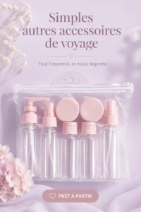 Collage d'accessoires de voyage essentiels pour femmes