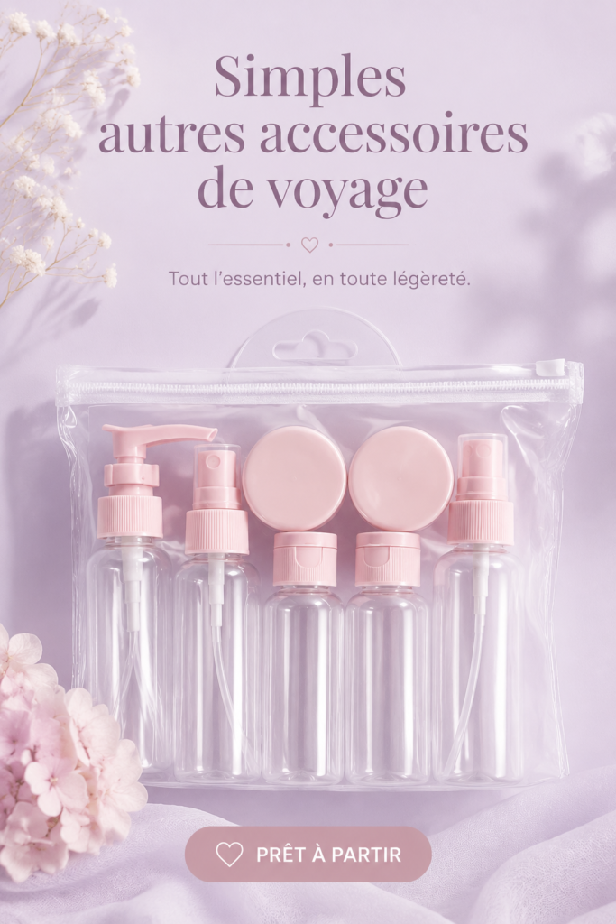 Collage d'accessoires de voyage essentiels pour femmes