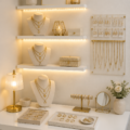 Sélection de bijoux élégants en vitrine, parfaits pour offrir