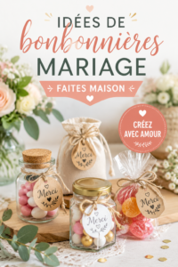 Bonbonnières de mariage créées maison avec des douceurs et une décoration personnelle