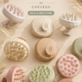Brosse à massage posée sur un fond doux, idéale pour un cadeau bien-être.