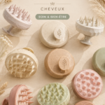 Brosse à massage posée sur un fond doux, idéale pour un cadeau bien-être.