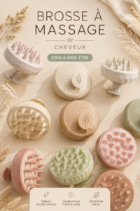 Brosse à massage posée sur un fond doux, idéale pour un cadeau bien-être.