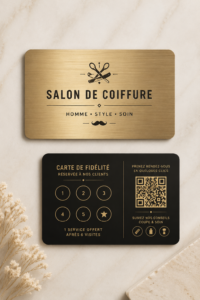 Carte de fidélité élégante pour salon de coiffure avec design moderne