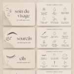 Exemple de cartes de soins modernes pour les professionnels de la beauté, illustrant leur design élégant et pratique.
