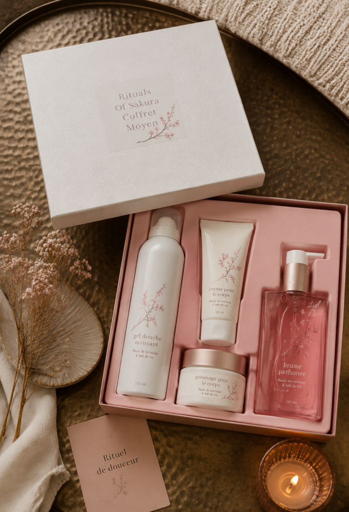 Coffret cadeau Rituals Sakura avec produits de beauté apaisants.