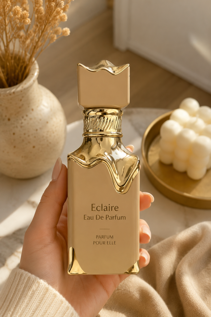 Flacon de l'Eclaire Eau De Parfum sur un fond élégant, symbolisant le luxe et le charme.